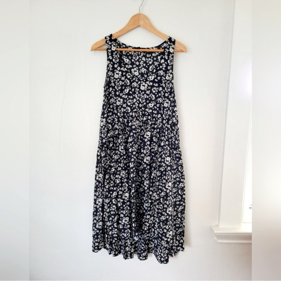 HATCH Floral Flowy Tent Dress with Pockets - Dark Grey & White - Picture 4 of 10